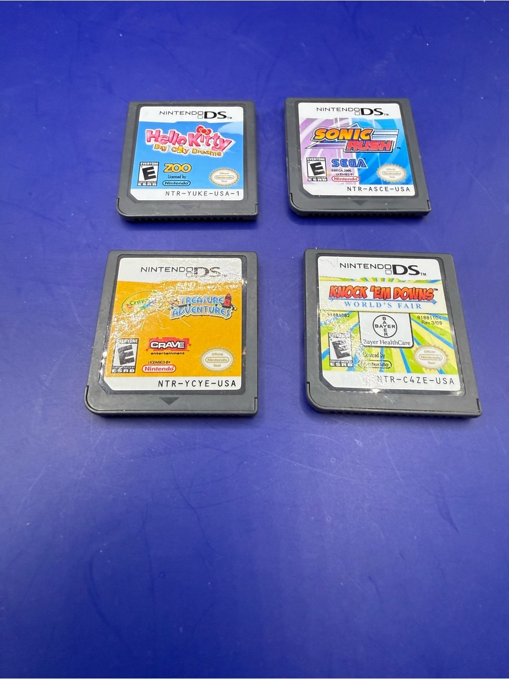 Nintendo DS Game Cartridge Set - Black Shells with Blue and Yellow Labels